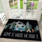 tapis sol antidérapant résistant bactéries moderne bleu noir gris orange vintage nature textes forêt