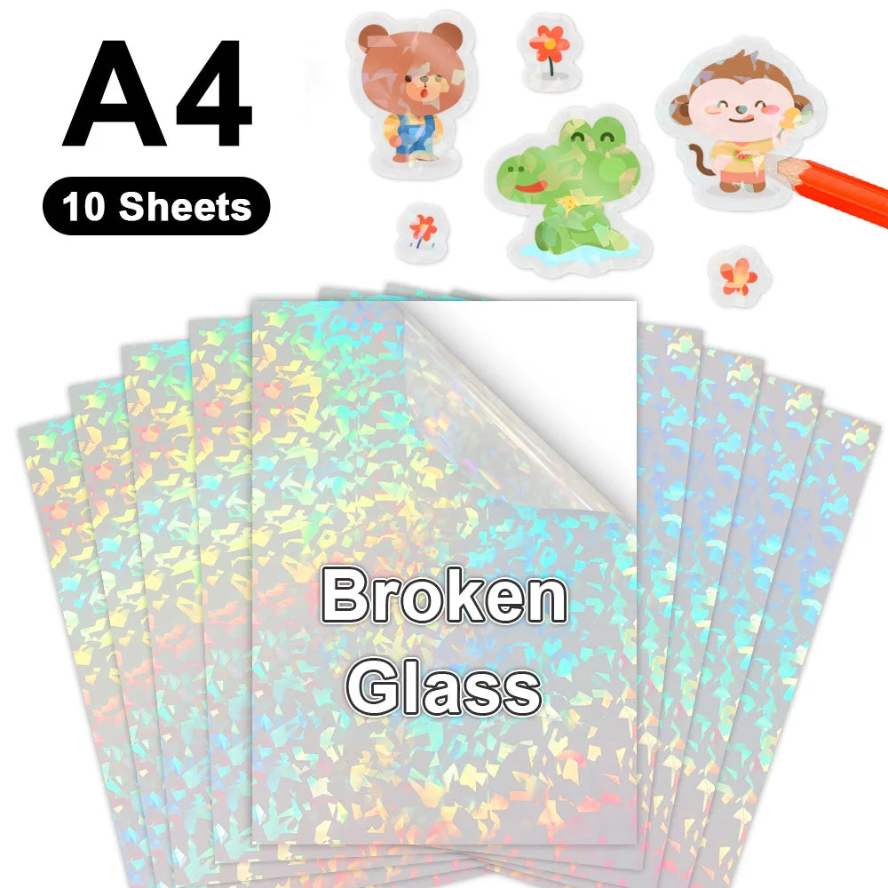 papier autocollant transparent imprimable vinyle a4 toutes imprimantes jet d'encre holographique multicolore moderne