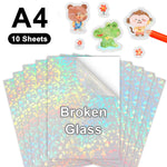 papier autocollant transparent imprimable vinyle a4 toutes imprimantes jet d'encre holographique multicolore moderne