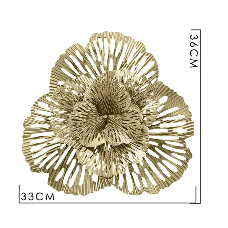 décoration murale moderne fleur dorée feuilles linéaires maison sculpture métal