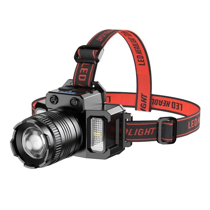 lampe frontale rechargeable noire rouge réglable ceinture moderne textile métallique modes éclairage cible sport