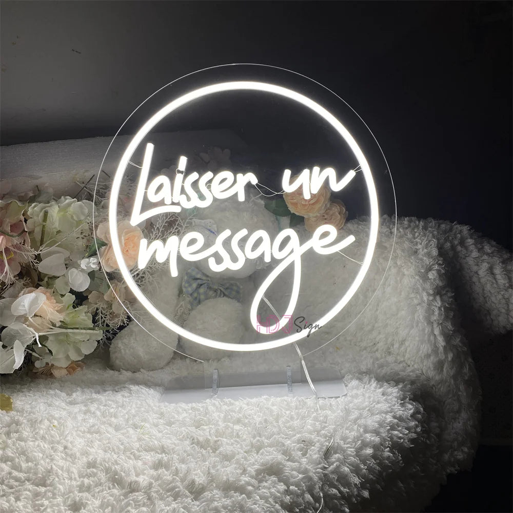 panneau lumineux led laisser message texte calligraphie décoration chambre intérieur blanc