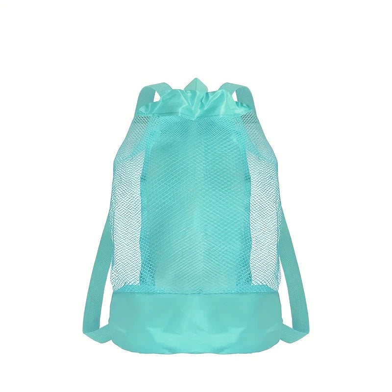 sac dos réutilisable polyestère maille rose bleu vert clair moderne fermeture éclair poche cordon