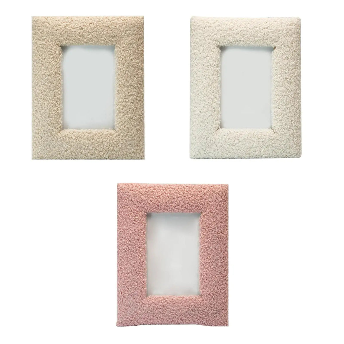 cadre photo moderne minimaliste bois peluche rose beige clair blanc cassé
