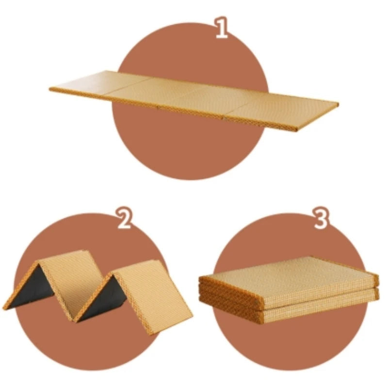 tapis pliable fibre noix coco beige moderne texture paille minimaliste respirant polyvalent support sieste