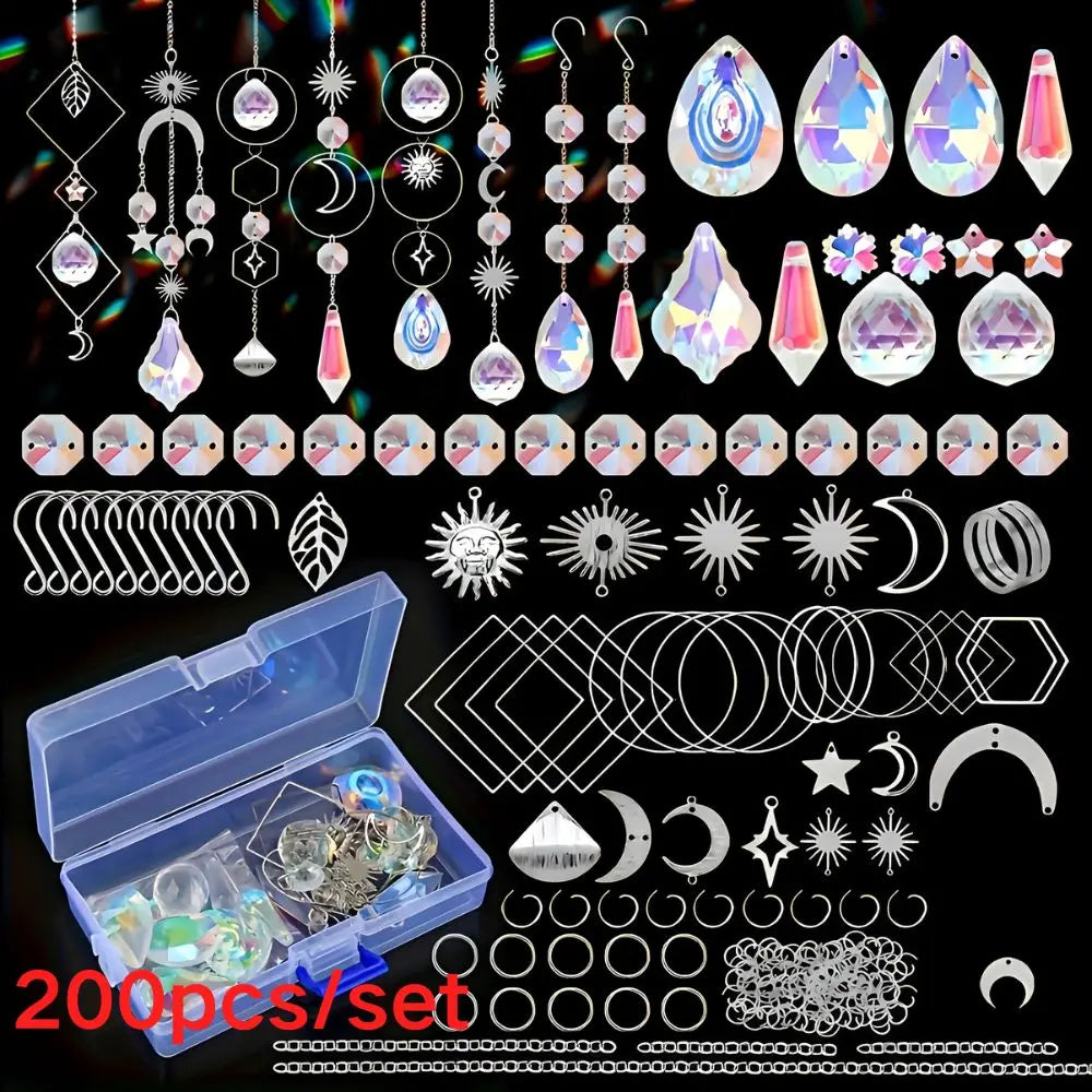 kits diy suncatchers bijoux cristaux irisés argentés formes géométriques bohèmes artisanal décoratif