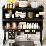 rangements vaisselle noir moderne adhésif assiettes bols cuillères ustensiles cuisine