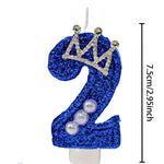 bougies chiffre anniversaire bleu pailleté décoratives festives crochet couronne numérotées grande taille