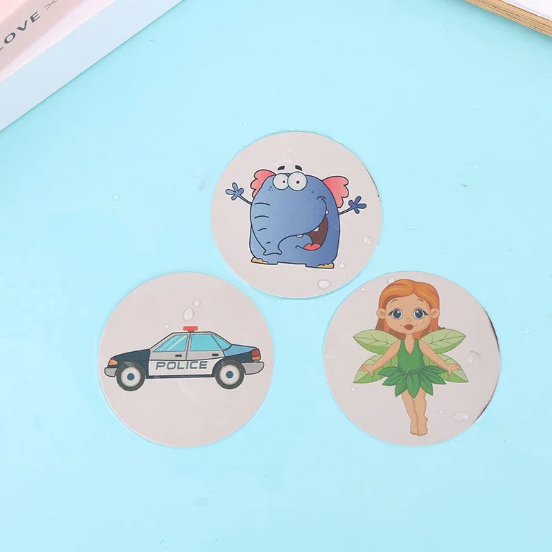 autocollants aimants multicolores dessins animés cartoon fée dinosaure lapin éléphant zèbre enfants urinoir thermochromique