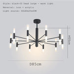 lampe suspendue moderne noir doré tubes transparents structure métallique scandinave led