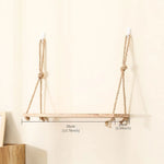 étagère suspendue bois naturel rustique boho chic corde nouée salle bain chambre