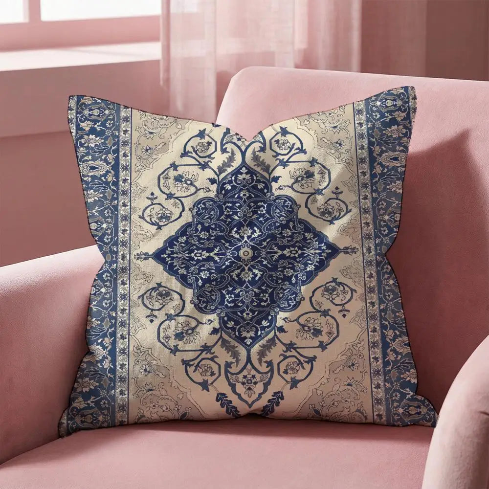 housse coussin bohème imprimé motif floral géométrique rouge bleu beige noir opacité traditionnel maison