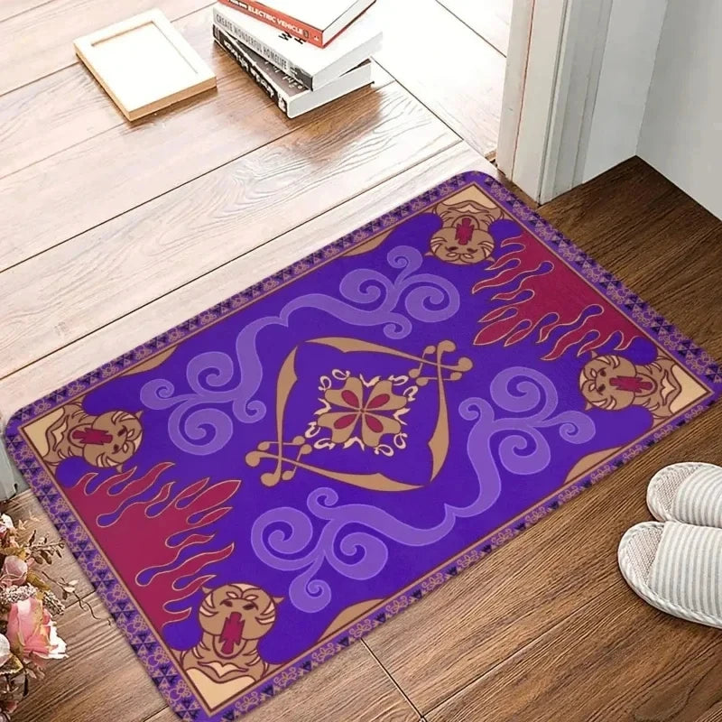 tapis sol moderne motifs floraux tribaux violet rouge beige bleu noir