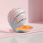 coquillage décoratif boîte rangement velours strass rayures horizontales boucles oreilles moderne respectueux environnement
