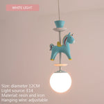 suspension lumineuse verre résine chevaux arc ciel moderne bleu rose enfant blanc contemporain