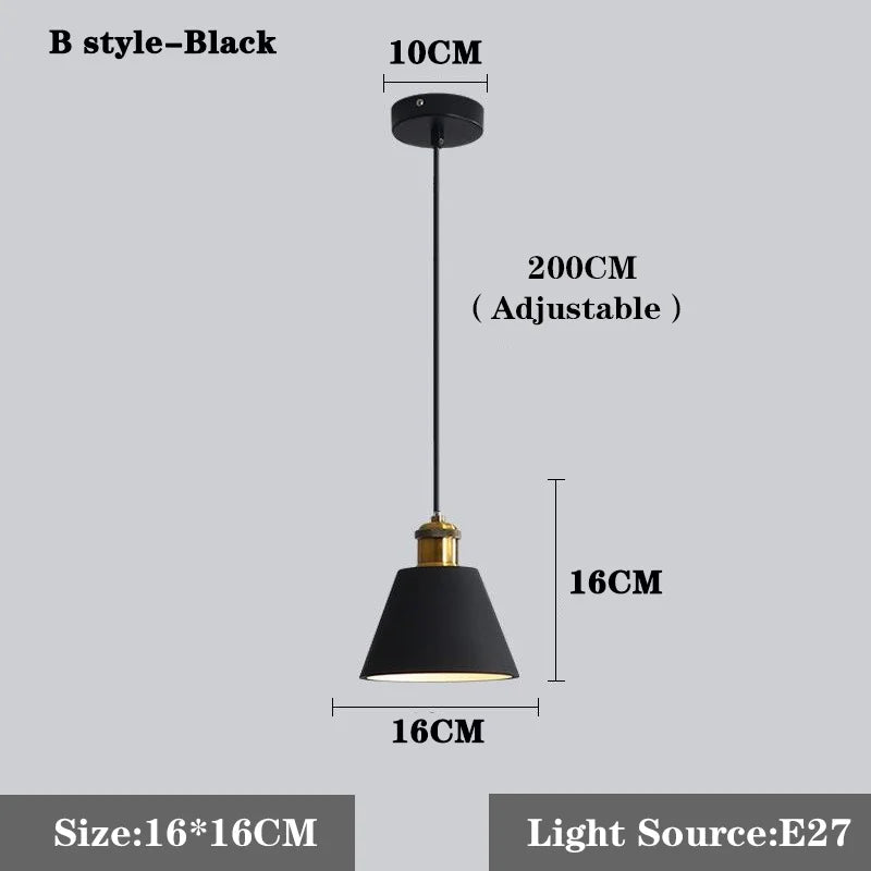 lampe suspendue moderne conique mat noir blanc orange salon chambre étude