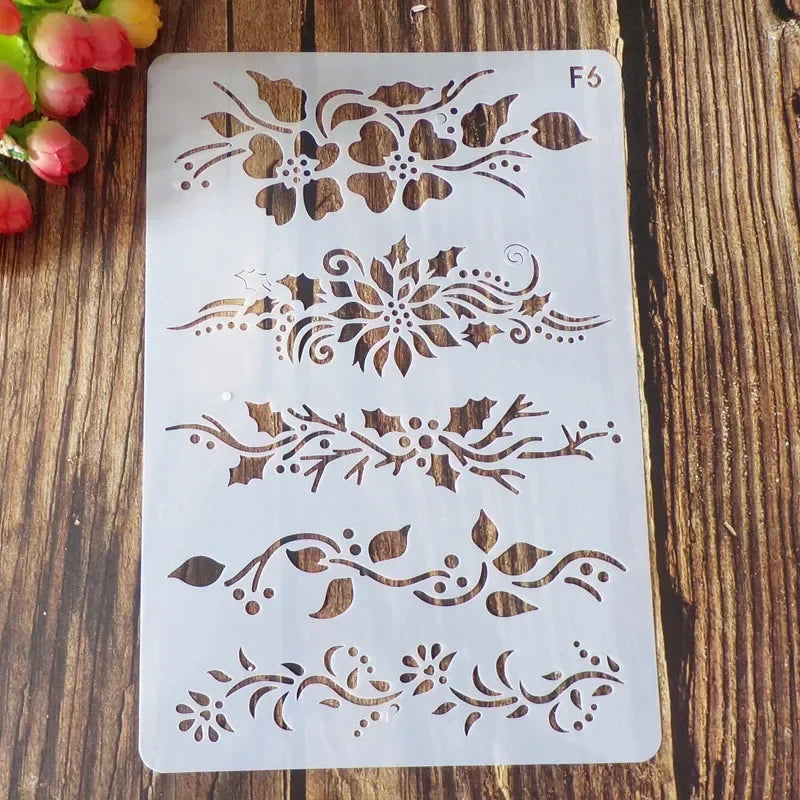 pochoirs peinture floral classique blanc brun décoration mur estampage scrapbookingOpaque Gabarits Artisanal