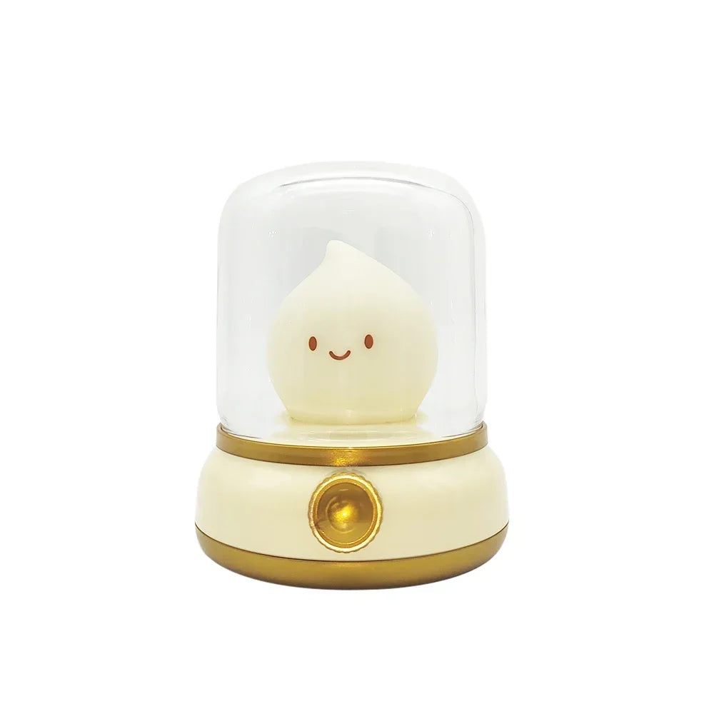 veilleuse table led rechargeable usb verte souriante vintageclair doré chambre enfant
