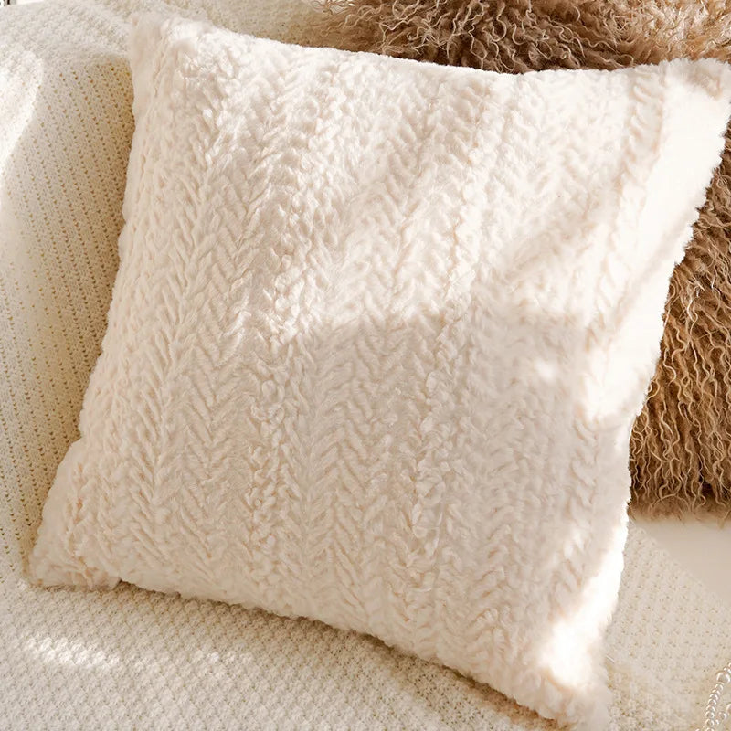 housse coussin décorative motif floral beige marron texture douce canapé lit salon moderne élégant