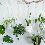 suspensions plantes tissage macramé pots géométriques bohèmes fleurs succulentes verte blanc crème