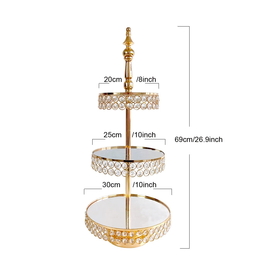 présentoir cupcakes or strass élégant support métal miroir classique desserts table basse service thé