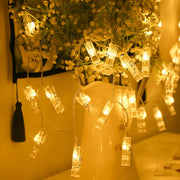 guirlande lumineuse led clip photos argenté blanc chaud tassel décoration chambre salon bohème