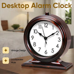 horloge vintage marron foncé cadran blanc aiguilles métalliques alarme quartz rechargeable brillant chambre salon