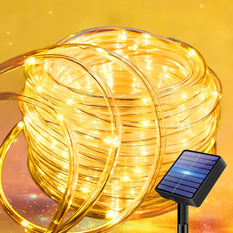 guirlande lumineuse led solaire blanc chaud moderne modes ip65 autoinstallationextérieur