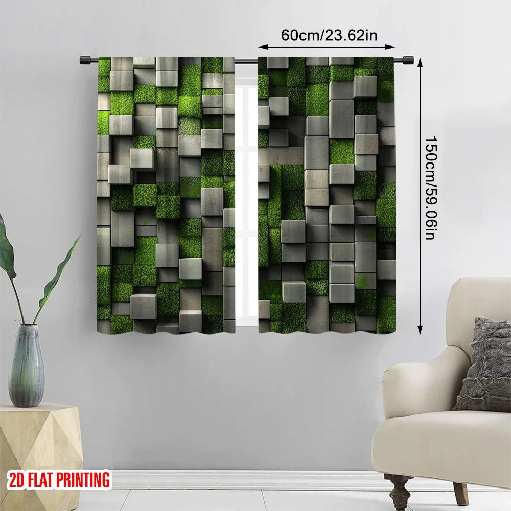 rideau moderne 3d imprimé vert gris polyester opacité panneaux decoration murale