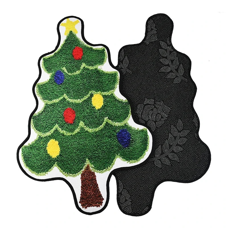 tapis arbre noël antidérapant fibre polyester résistant rides extérieur porte sol festive