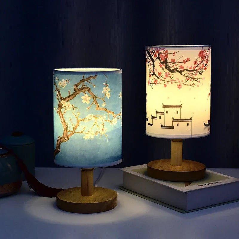 lampe table moderne fleurs bois blanc rose blanche chambre coucher interrupteur tactile sécurité certifications