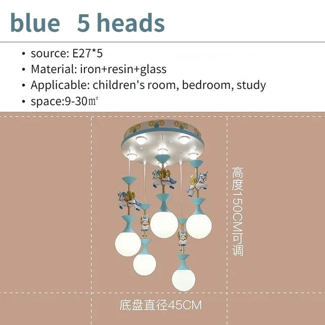 suspension lumineuse moderne licorne bleu rose sphères translucides chambre enfant adjustable