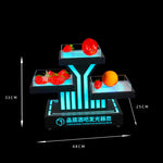 support fruits moderne plateau lumineux noir rouge rayures transparents leds rechargeables
