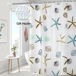 rideau douche moderne géométrique étoiles mer coquillages motifs colorés opaques légèrement transparents