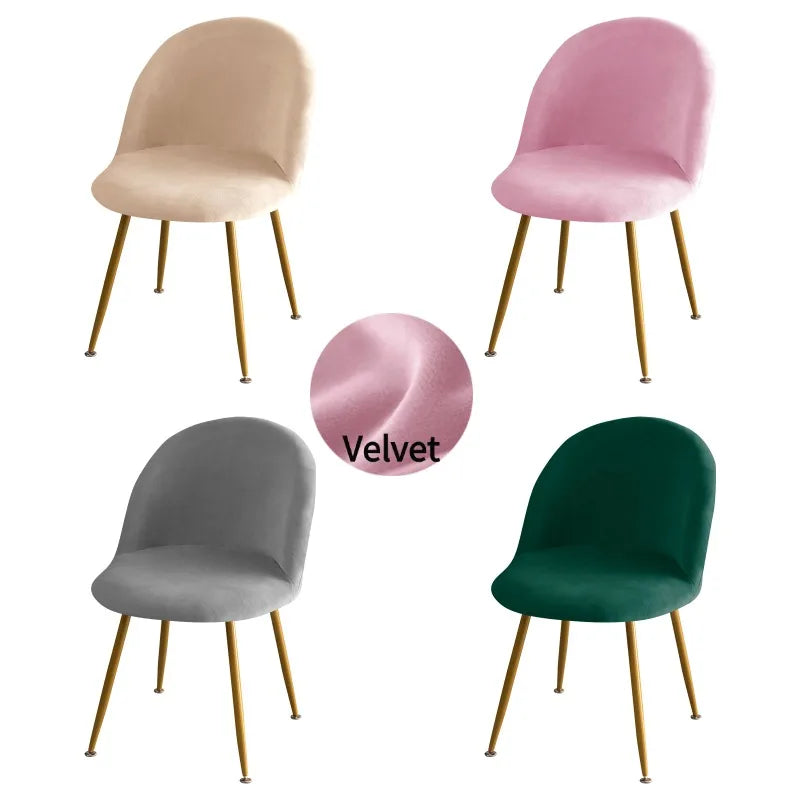 chaise moderne velours beige rose gris vert opaque pieds métalliques dorés assise dossier