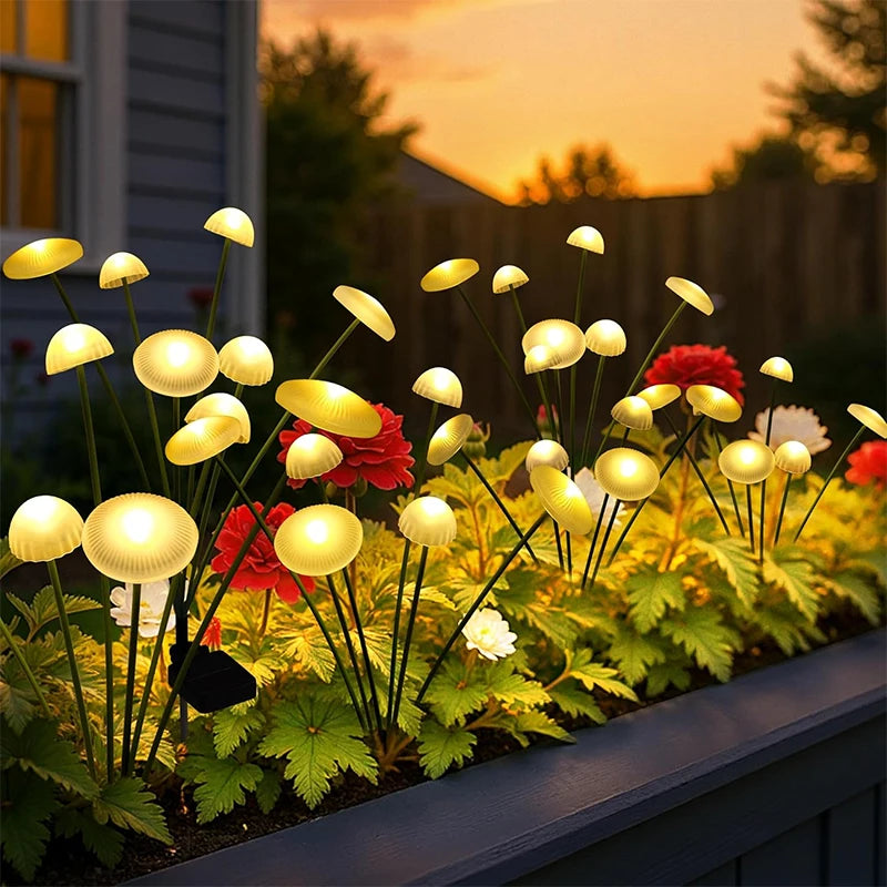 lampe solaire extérieure champignon vert blanc moderne decoration patio jardin led autoinstallation ip65 abs