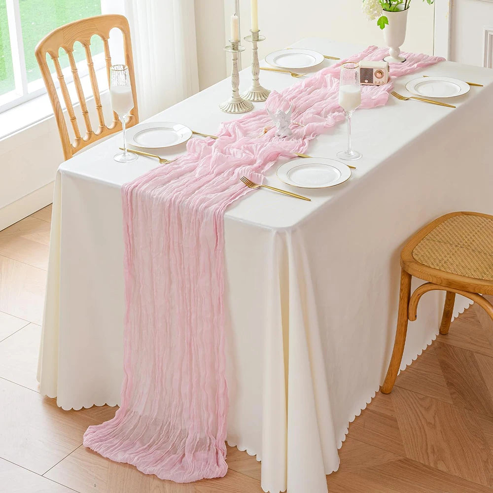 ruban table rose clair ondulé décoration table mariage festif maison