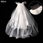 voile mariée blanc tulle fin noeuds satinés clips élégants classiques deux couches transparents