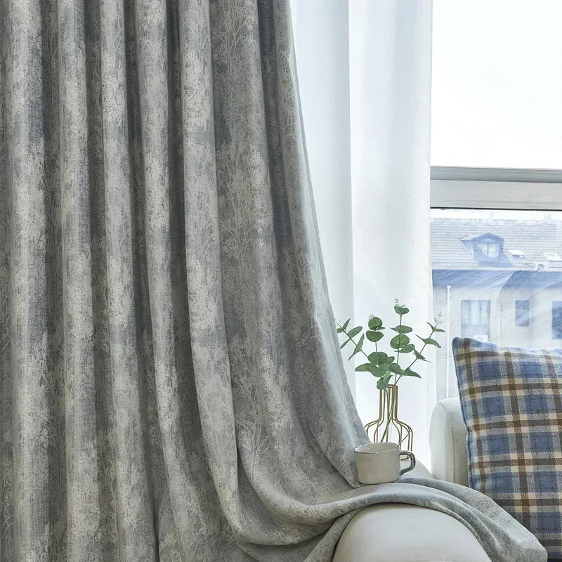 rideau gris clair velours moderne élégant blackout fenêtre tulle polyester