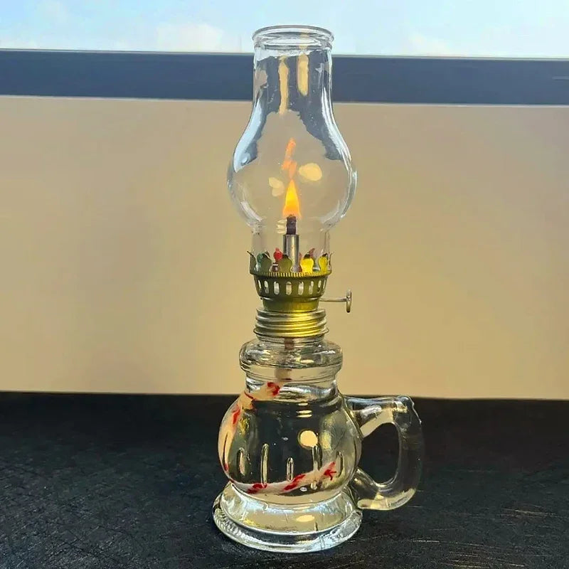 lampe huile rétro verre transparent motifs floraux décoration ancienne intérieure bougie flottante mariage noël