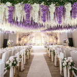 guirlande fleurs artificielles violettes blanches oranges rouges bleues classiques intérieur décoration romantique soie 1.8m
