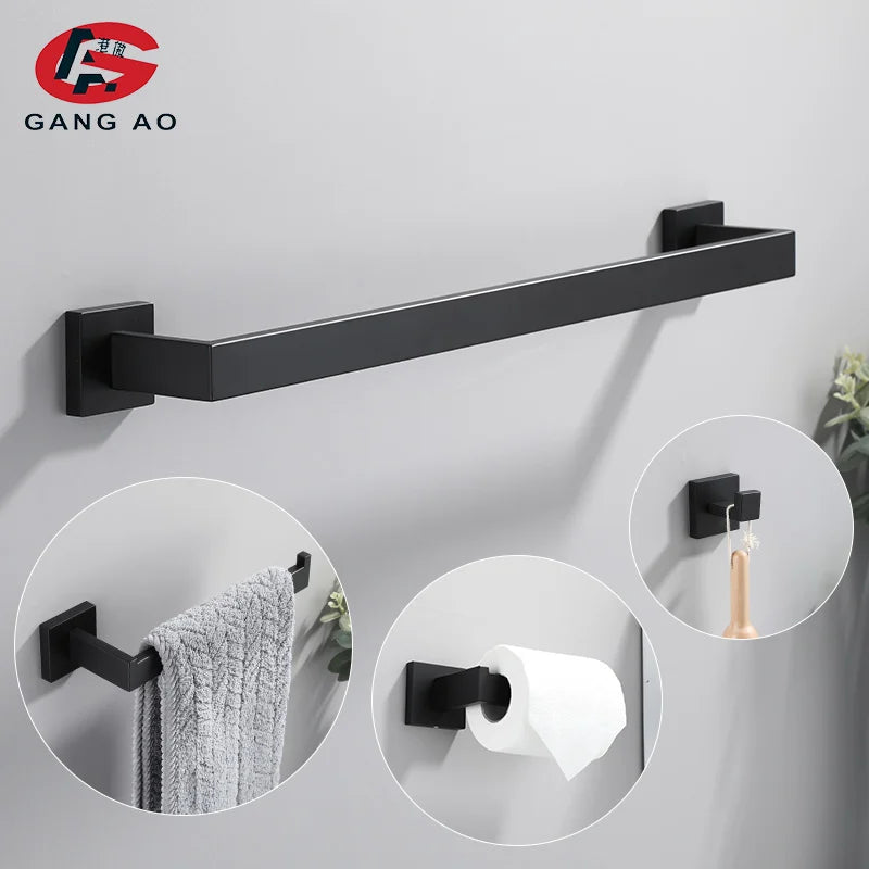 ensemble quincaillerie salle bain acier inoxydable noir mat porte serviettes barre porte papier toilettessetminimaliste