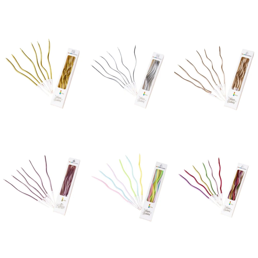 bougies flexibles bougie d'art beeswax flamme colorée violet doré rose vert blanc rayures ondulées