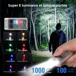 lampe poche rechargeable multi mode uv led alarme sonore porte clés camping