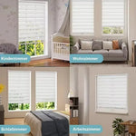 store enroulement double blanc rayures horizontales moderne clips light filtering no drill required
