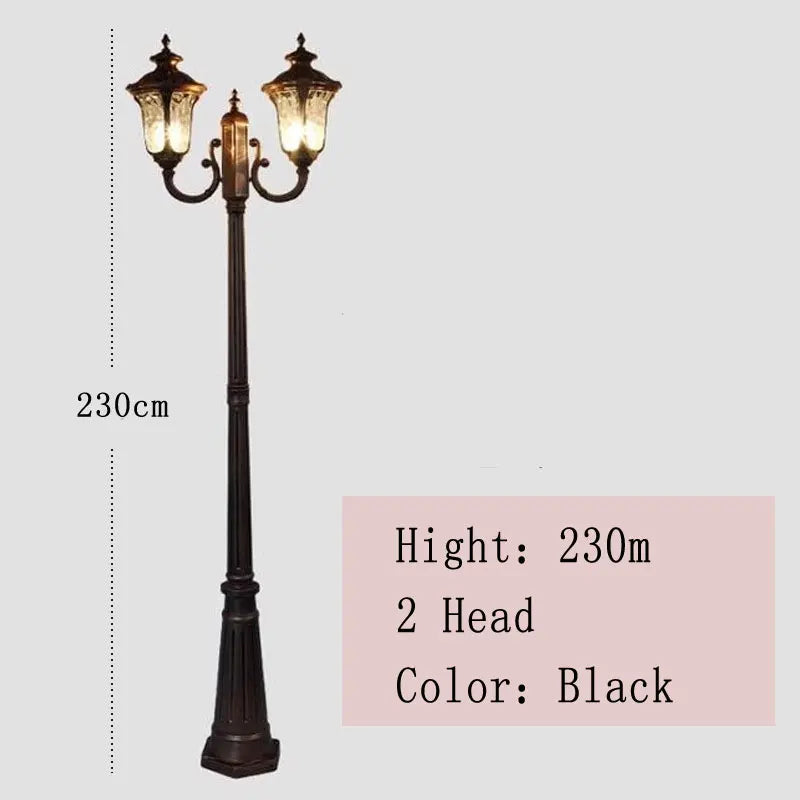 lampe rue marron texture métallique finition antique classique 230cm led abat jour verre ancien