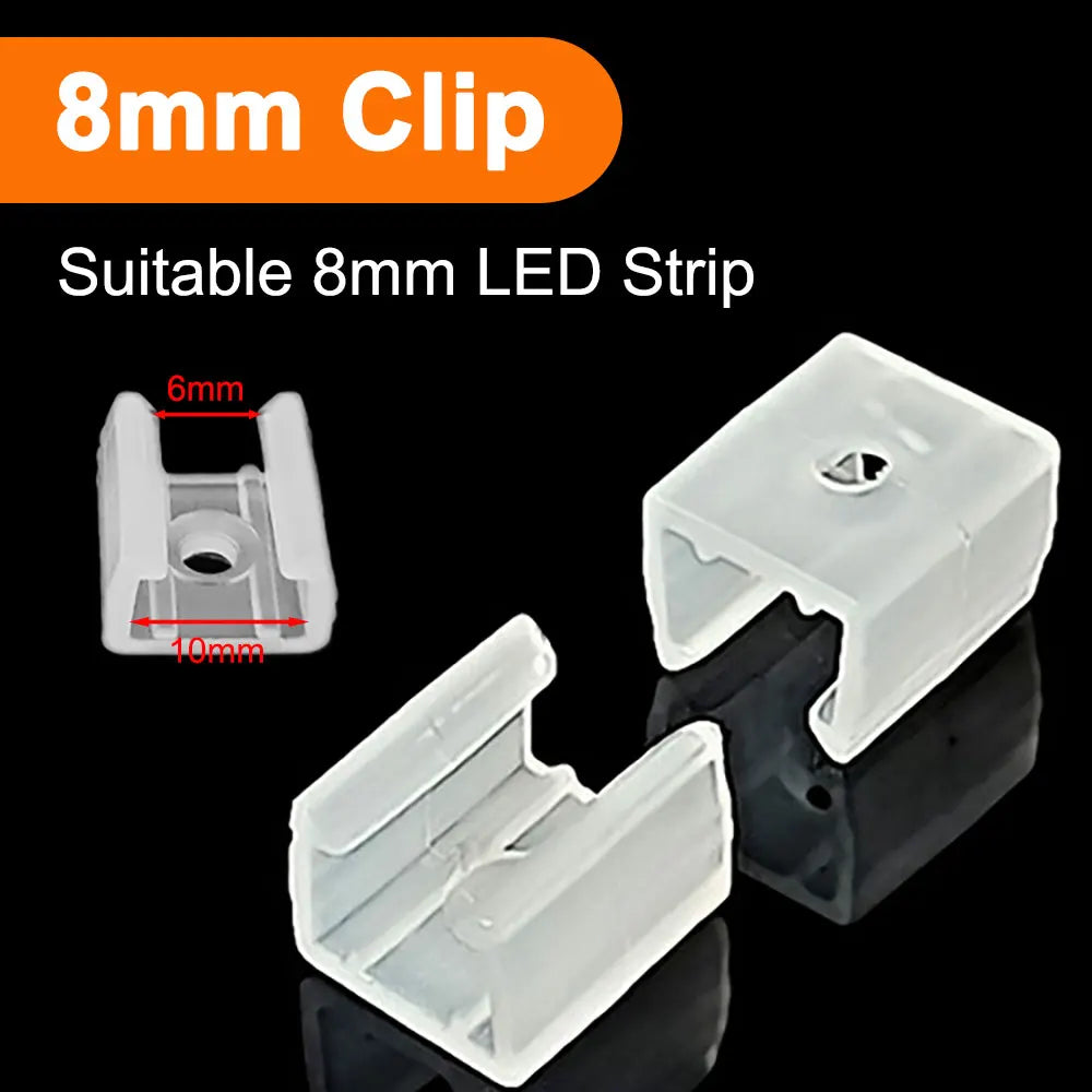 clips fixation bande led transparent moderne 6mm 8mm 12mm 15mm certifié fcc rohs