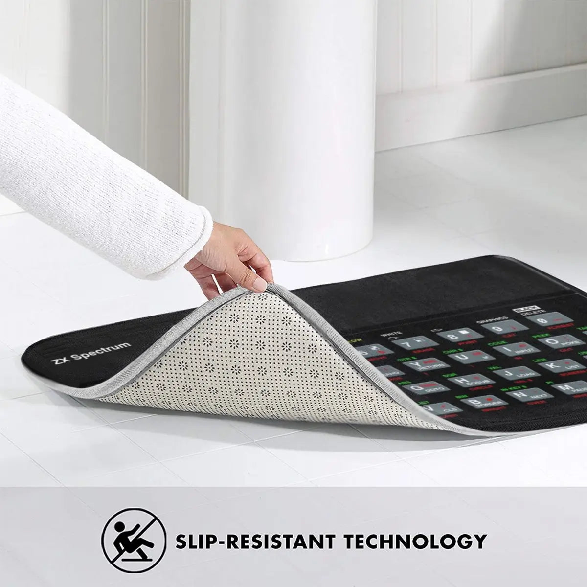 tapis bain antidérapant adhésif clavier rétro noir gris blanc