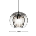 suspension lumineuse moderne transparente rayures verticales ampoule incluse câble noir chambre cuisine