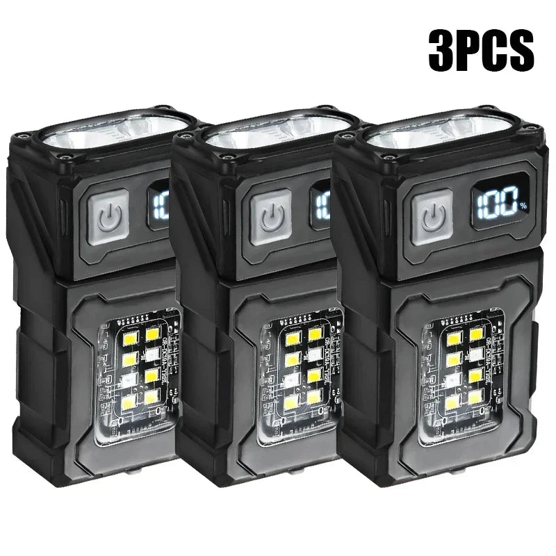 lampe torche led rechargeable port usb aimant noir résistante chocs banque alimentation lumiere intense